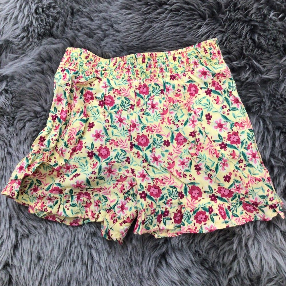 BOB | Girl's Pull On Ruffle Shorts | Yellow & Pink | Size 5/6
